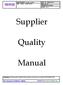 Supplier. Quality. Manual