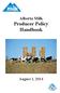 Alberta Milk Producer Policy Handbook