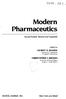 Modern Pharmaceutics. Second Edition, Revised and Expanded. edited by GILBERT S. BANKER University of Minnesota Minneapolis, Minnesota