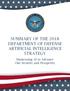 SUMMARY OF THE 2018 DEPARTMENT OF DEFENSE ARTIFICIAL INTELLIGENCE STRATEGY. Harnessing AI to Advance Our Security and Prosperity