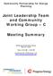 Joint Leadership Team and Community Working Group C. Meeting Summary