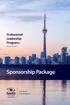 Professional Leadership Programs. Toronto Campus. Sponsorship Package