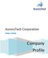 AuroraTech Corporation. Always Ahead. Company Profile