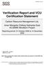 Verification Report and VCU Certification Statement
