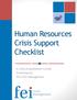 Human Resources Crisis Support Checklist. A crisis preparedness e-book Presented by FEI Crisis Management