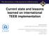 Current state and lessons learned on international TEEB implementation