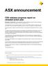 ASX announcement. CBA releases progress report on remedial action plan