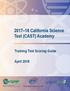 California Science Test (CAST) Academy. Training Test Scoring Guide
