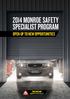 2014 MONROE SAFETY SPECIALIST PROGRAM OPEN UP TO NEW OPPORTUNITIES