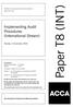 Paper T8 (INT) Implementing Audit Procedures (International Stream) Monday 14 December 2009