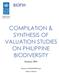 COMPILATION & SYNTHESIS OF VALUATION STUDIES ON PHILIPPINE BIODIVERSITY