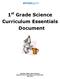 1 st Grade Science Curriculum Essentials Document