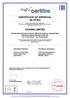 CERTIFICATE OF APPROVAL No CF454 VICAIMA LIMITED