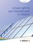 September 2017 ebook. Is Solar right for your industrial plant in Ontario?