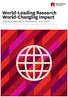 World-Leading Research World-Changing Impact STRATEGIC RESEARCH FRAMEWORK: