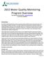 2015 Water Quality Monitoring Program Overview