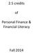 2.5 credits. Personal Finance & Financial Literacy. Fall 2014