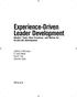 Experience-Driven Leader Development Models, Tools, Best Practices, and Advice for On-the-Job Development