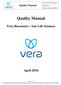 Quality Manual. Quality Manual. Vera Bioscience / Anu Life Sciences. April 2018