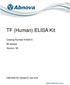 TF (Human) ELISA Kit. Catalog Number KA assays Version: 08. Intended for research use only.