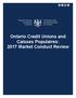 Ontario Credit Unions and Caisses Populaires: 2017 Market Conduct Review