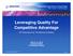 Leveraging Quality For Competitive Advantage