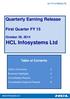 Quarterly Earning Release. HCL Infosystems Ltd. Table of Contents