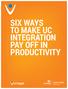 SIX WAYS TO MAKE UC INTEGRATION PAY OFF IN PRODUCTIVITY