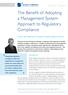The Benefit of Adopting a Management System Approach to Regulatory Compliance