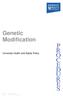 Genetic Modification. University Health and Safety Policy. Version 1: September 2015 Author: Health & Safety Services 1