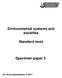Environmental systems and societies. Standard level. Specimen paper 2