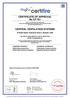 CERTIFICATE OF APPROVAL No CF 761 CENTRAL VENTILATION SYSTEMS