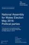 National Assembly for Wales Election May 2016: Political parties