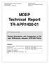 MDEP Technical Report TR-APR