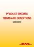 PRODUCT SPECIFIC TERMS AND CONDITIONS DOMESTIC