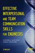 EFFECTIVE INTERPERSONAL AND TEAM COMMUNICATION SKILLS FOR ENGINEERS