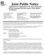 Joint Public Notice Application for a Department of the Army Permit and an Environmental Protection Agency Water Quality Certification