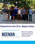 Experience the firm. Apply today. JOB INFORMATION PACKET FOR