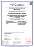 CERTIFICATE OF APPROVAL No CF 5293 SYNERGY HARDWARE LIMITED