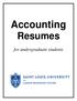 Accounting Resumes. for undergraduate students