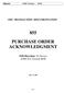 PURCHASE ORDER ACKNOWLEDGMENT