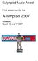 Eulympiad Music Award. Final assignment for the. A-lympiad Garderen, March 16 and
