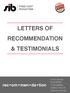 LETTERS OF! RECOMMENDATION & TESTIMONIALS!