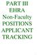 PART III EHRA Non-Faculty POSITIONS APPLICANT TRACKING