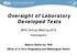 Oversight of Laboratory Developed Tests