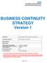 BUSINESS CONTINUITY STRATEGY Version 1