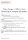 Project Management Advisory Board Deep Dive Study of Program Management