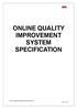 ONLINE QUALITY IMPROVEMENT SYSTEM SPECIFICATION