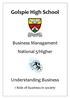 Golspie High School. Business Management National 5/Higher. Understanding Business. 1 Role of business in society