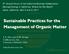 Sustainable Practices for the Management of Organic Matter